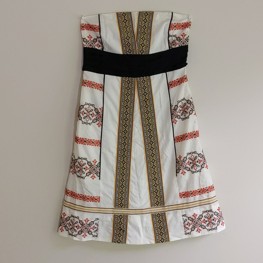 Strapless embroidered Anthropologie dress